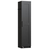 IRONCK Narrow Kitchen Pantry Storage Cabinet, 72" Slim Single Door with 6 Adjustable Shelves, Door Rack and Wheels, Space Saving Freestanding Storage Floor Cabinet for Small Place, Black IRONCK