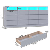 Loomie 12-Cell Divided Drawers Grey Dresser with Charging Station & Led Lights for Bedroom, Long 63" Wide Dresser TV Stand for TVs up to 75", Large Dressers Organizer with 4 Open Cubbies Loomie