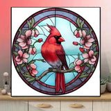 KTHOFCY 5D DIY Diamond Painting Kits for Adults Kids, Stained Glass Cardinal Full Drill Embroidery Cross Stitch Crystal Rhinestone Paintings Pictures Arts Wall Decor Painting Dots Kits 11.8X11.8 in KTHOFCY