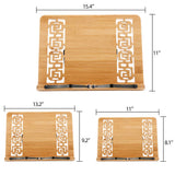 wishacc Large Size Bamboo Book Stand and Cookbook Holders for Reading Hands Free wishacc