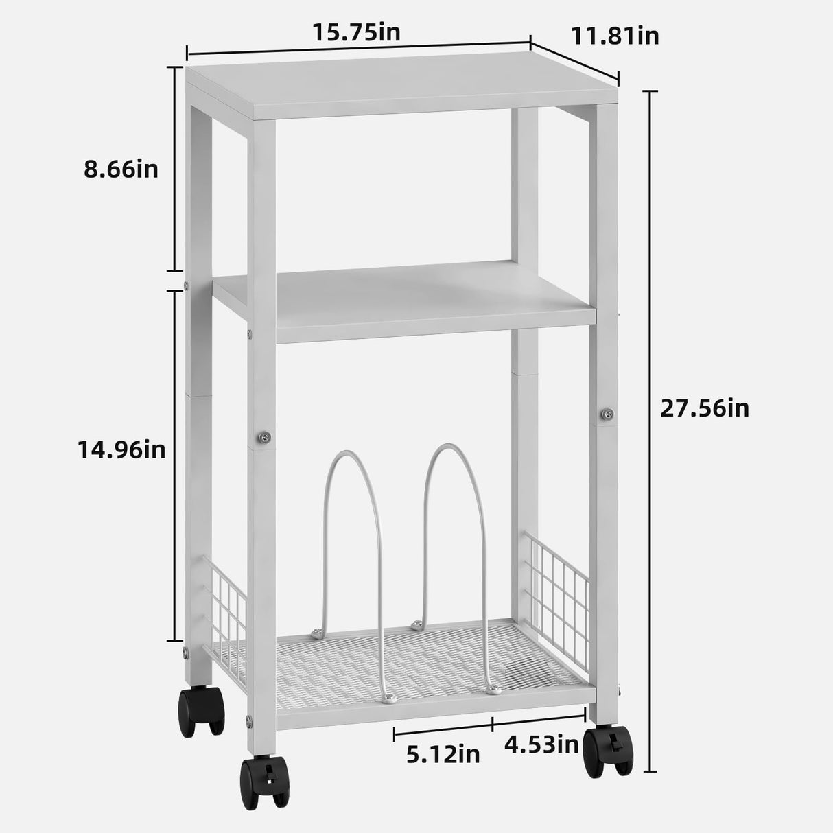 Kalrin Small Side Table, 3 Tier Moveable Small End Table, Record Player Stand with Records Shelf, Tall Nightstand for Bedroom, Living Room, Sofa, Office, Bathroom (Pure White) Kalrin