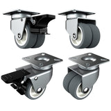 2 inch Swivel Caster Wheels Set of 4 - Heavy Duty Casters for Furniture - No Noise TPR Wheels - with Screws - Total Capacity 880 lbs (2 with Brakes) HOLKIE