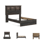 Signature Design by Ashley Drystan Rustic Full Bookcase Bed with Open Cubbies and LED Lights, Foundation or Box Spring Needed, Dark Brown & Gray Signature Design by Ashley