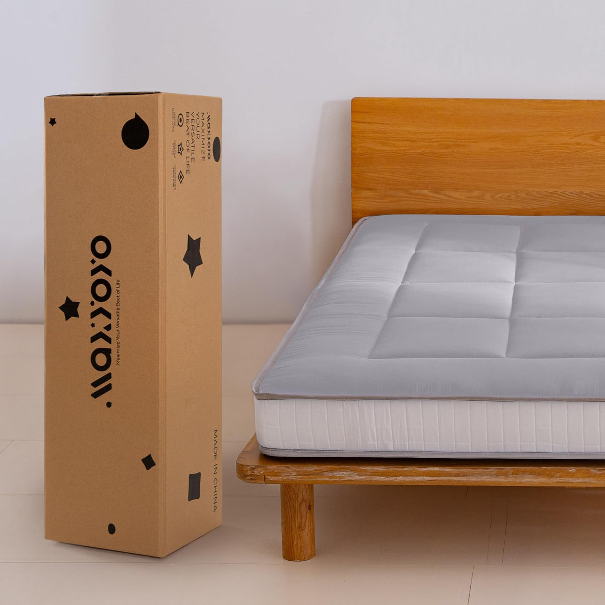 MAXYOYO Brand 6" Full Mattress, Grey, Medium, Floor Futon Mattress with Upgraded High-Density Base Support Foam, Includes Dustproof Cover & Straps MAXYOYO