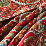 ENASAL Cotton Bedspread Quilt Sets, Reversible Bedding Coverlet Sets Comforter, Floral Paisley Bedspread (Red, King Size) ENASAL