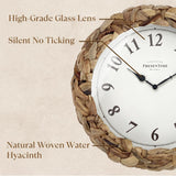 Presentime & Co Farmhouse Series, Rustic Woven Clock, 10.5 inch, Natural Woven Water Hyacinth/Sea Grass. Wall Sculpture, Wall Art and Timepiece for Home Decoration/Decoration/Farmhouse Décor. Presentime