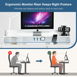 MaverickFurni White Desk with 4 Drawers, Computer Desk with Drawers and Hutch&Shelf, Wood Writing Home Office Workstation, Student Desks for Bedooms with Drawers, 38.2” H x20.5” D x44” W - White MaverickFurni