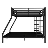 HZXINKEDZSW Metal Queen Over King Bunk Bed with 2 Side Ladder and Guardrails, Heavy Duty Metal Bunk Bed Frame with Underbed Storage Space for Teens Adults, No Box Spring Needed (Black, Queen/King) HZXINKEDZSW