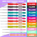 Ergonomic Crochet Hooks Set with Case, 12PCS Crochet Hooks for Arthritic Hands, Size from 0.8mm~6.0mm Lewhoo