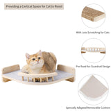 COOLEX Cat Wall Shelves - 3 Steps Scratch Post & Hammock Bed with Plush Cover, Climbing Shelf for Indoor Cats (Wood) COOLEX