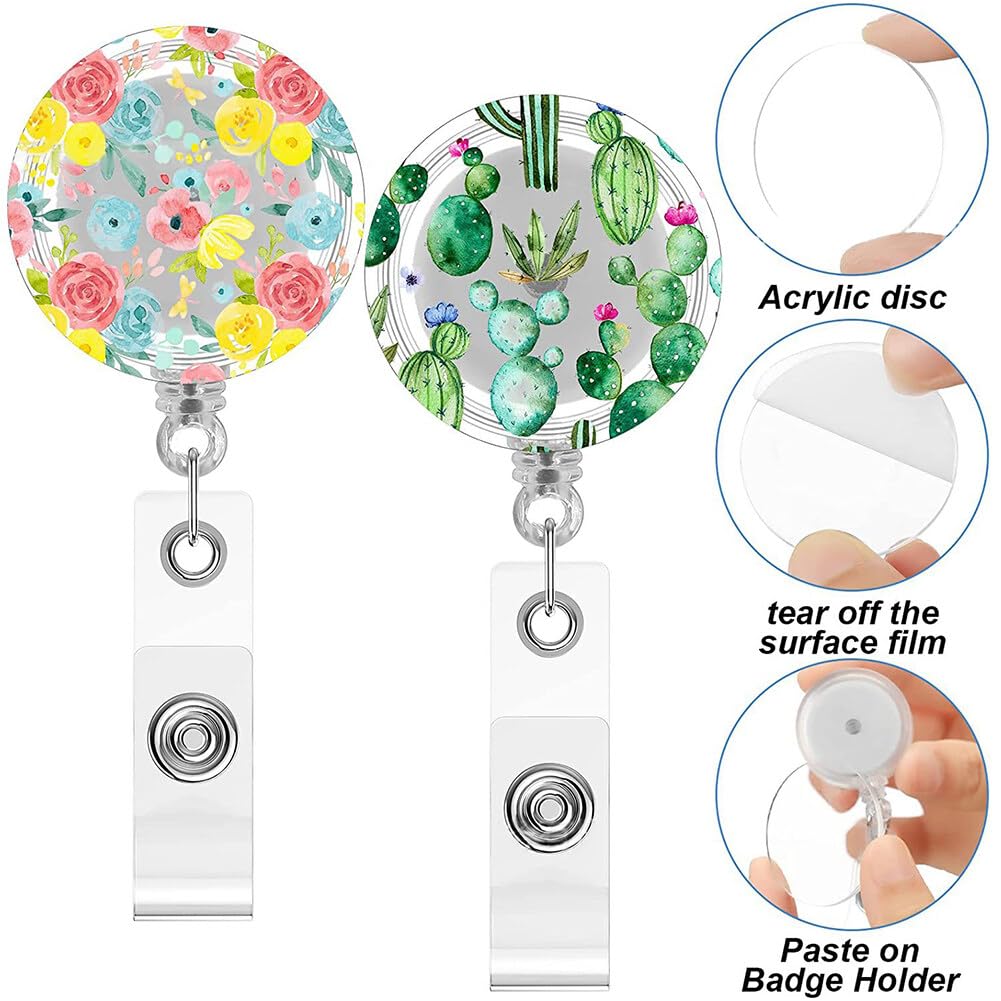 30PCS Badge Reel Holder Retractable Holder Sublimation Blanks Keychain Rotating Badge Reel Clip Name Lanyard Clip ID Card Holder Teacher Nurse Student Volunteer Surakey