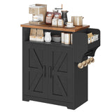 YATINEY Coffee Bar Cabinet, Kitchen Island with Storage, Farmhouse Sideboard Buffet Cabinet with Dual-Purpose Floating Shelf and Hooks, for Restaurant, Living Room, Rustic Brown KF22BR YATINEY