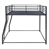 Bellemave Full Over Queen Bunk Bed, Floor Bunk Bed, Heavy Duty Metal Bunk Bed Frame, Queen bunk Bed for Adults, Adult bunk beds Heavy Duty, Full XL Bunk Bed, Black Bellemave