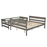 Twin XL over Queen Detachable Bunk Bed Frame - Sturdy Wooden Design with Ladder in Grey GM Ultra