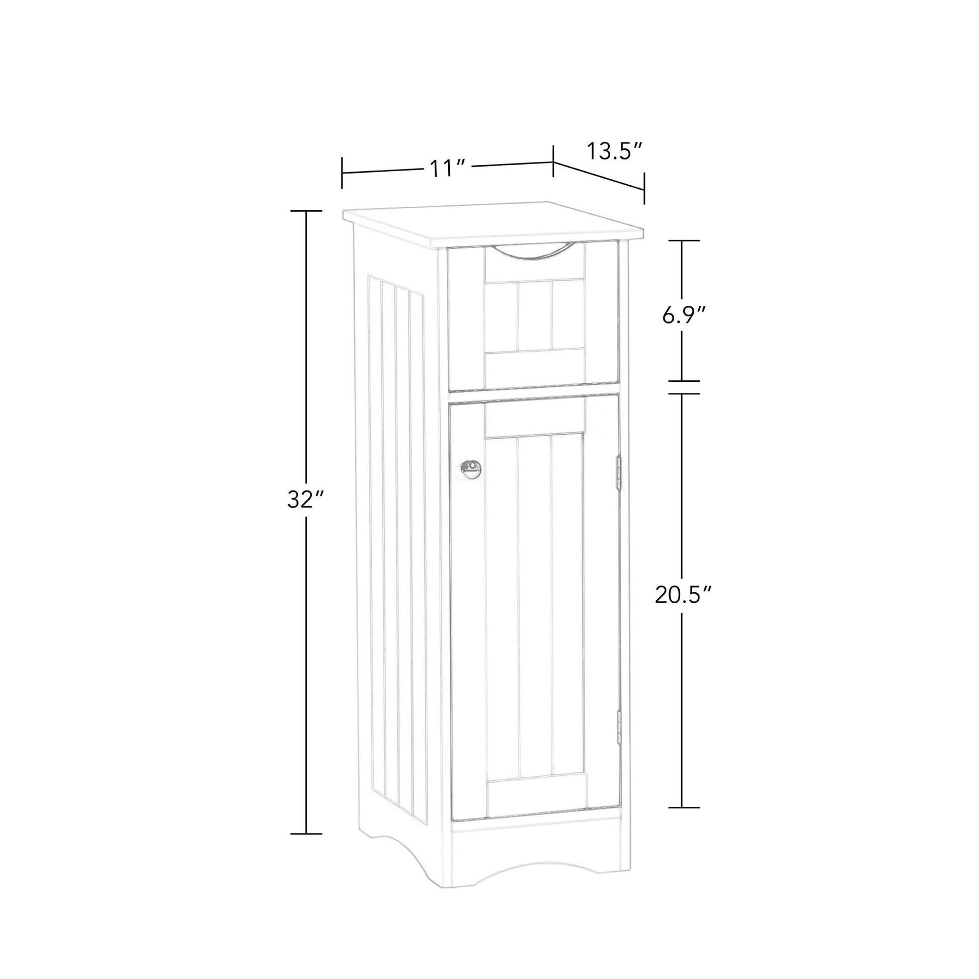 RiverRidge Slim, White Ashland Cabinet with Drawer - WoodArtSupply