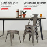 FDW Metal Dining Chairs Set of 4 Patio Chairs Furniture Indoor Outdoor Chairs Kitchen Metal Chairs Stackable Chair Tolix Side Bar Chairs Wooden Seat 18 Inch Seat Height Restaurant Chair FDW