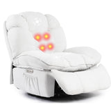 DYHOME Rocking Recliner Chair, Massage Rocker Recliner Chair with Vibration Massage and Heat, White Swivel Chairs, Soft Fabric Single Reclining Sofa for Living Room Bedroom, with USB Port DYHOME