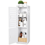MOBPMO Bathroom Floor Cabinet Freestanding Double Door 3-Tier Side Storage Organizer Cabinet Unit, Multipurpose Waterproof Small Storage Cabinet for Bathroom, Bedroom, Office, White MOBPMO