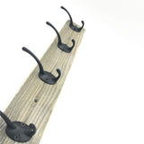 Sageme Wall Mounted Coat Rack, Wooden Entryway Vintage Rustic Coat Rack Hat Hanger Rack Zinc die-cast 4-Hook Rail for The Entryway, Bathroom, Bedroom, Kitchen, Mudroom Pinewood Alloy 4-Hook Sageme