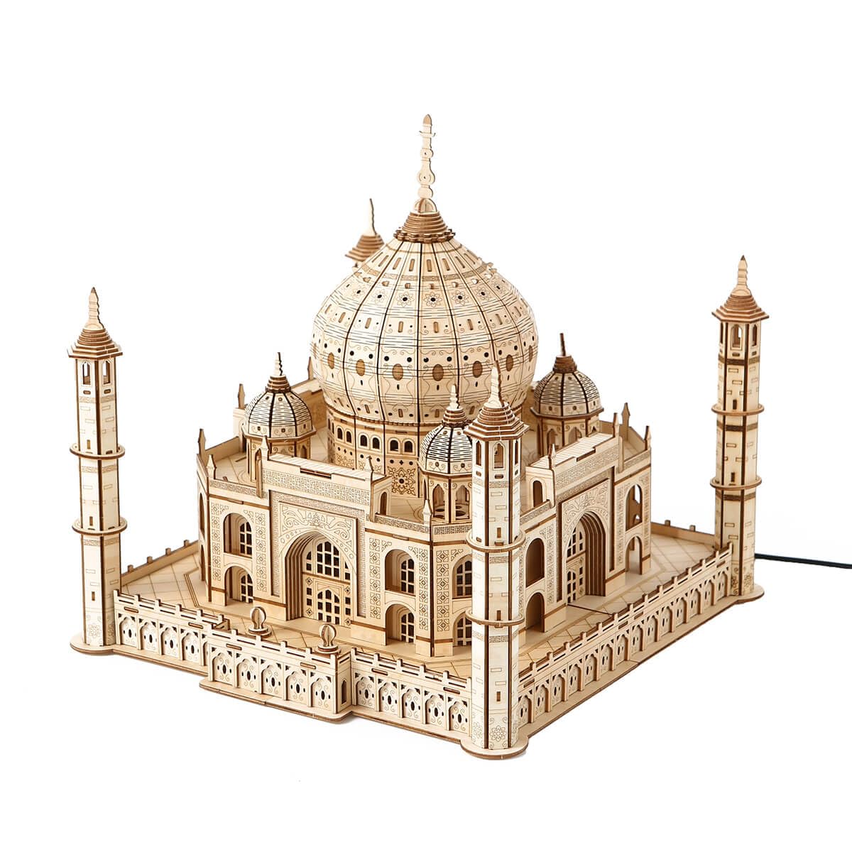 3D Wooden Puzzles for Adults 388pcs LED Light Taj Mahal Castle DIY Wooden Assembly Kit for Teens Kids Home Decor VanBasic