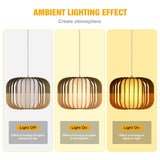 Arturesthome Wood Pendant Lights, Wicker Chandelier Boho Pendant Light Basket Lighting Fixture, Large Natural Woven Hanging Lamp for Kitchen Island Dining Room Entryway Arturesthome