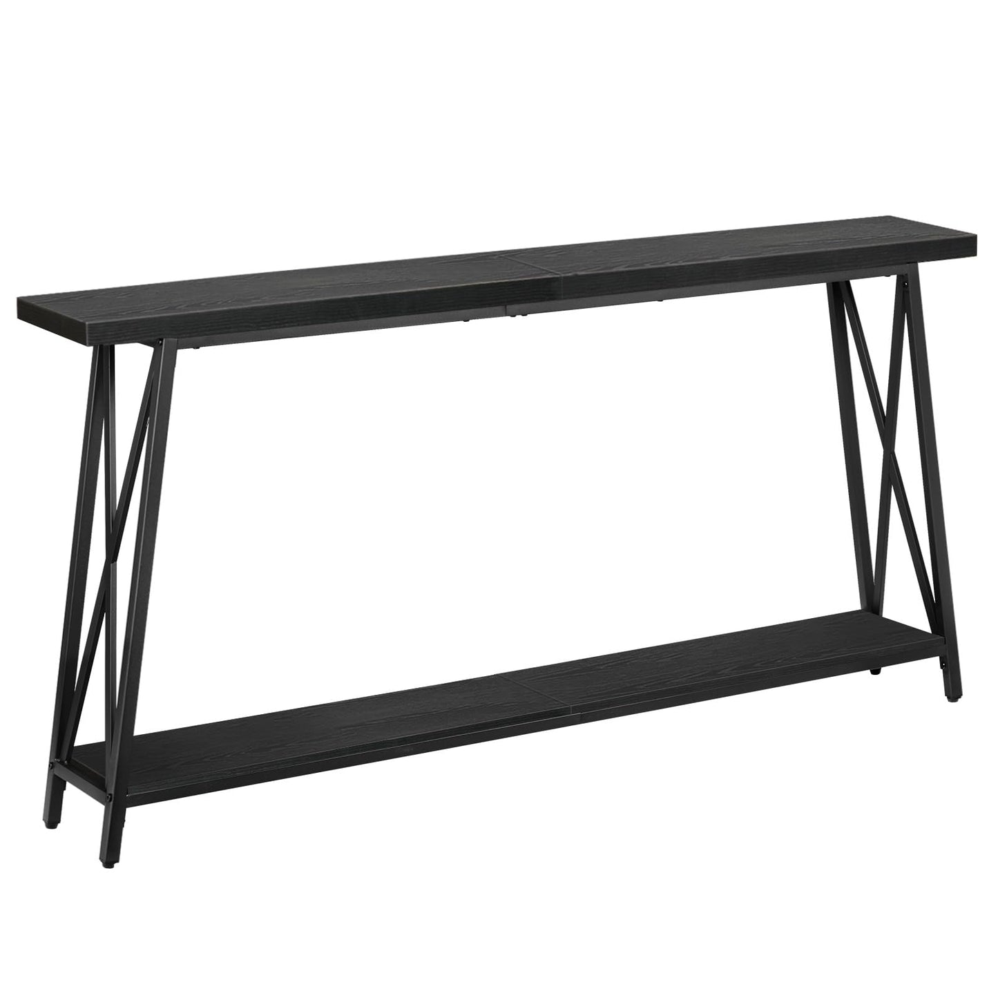 MAHANCRIS Console Table, 63" Industrial Entryway Table, Extra Long Sofa Table Behind Couch, X-Shaped Support, for Entryway, Hallway, Living Room, Black CTHB4801