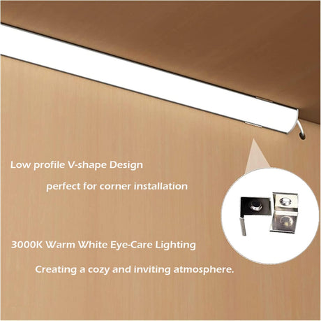Cefrank V-Shape Under Cabinet Lighting Kit - 4pcs Sleeker 12" Dimmable LED Light Bars for Showcase Shelf Seamless Illumination - 1200lm, 12W - Pure White (6000K) Cefrank