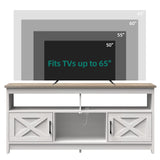 YITAHOME TV Stand for 65/55 Inch Television, Farmhouse Entertainment Center Television Stand with Power Outlets and Open Shelf, Media Console TV Cabinet for Living Room, Grey White/Grey Wash YITAHOME