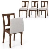Giantex Wood Dining Chairs Set of 4, Farmhouse Dining Room Chair with Cushion Seat, Armless Wooden Dining Side Chairs with Solid Acacia Wood Frame, Max Load 350 Lbs, Upholstered Kitchen Chair, Walnut Giantex