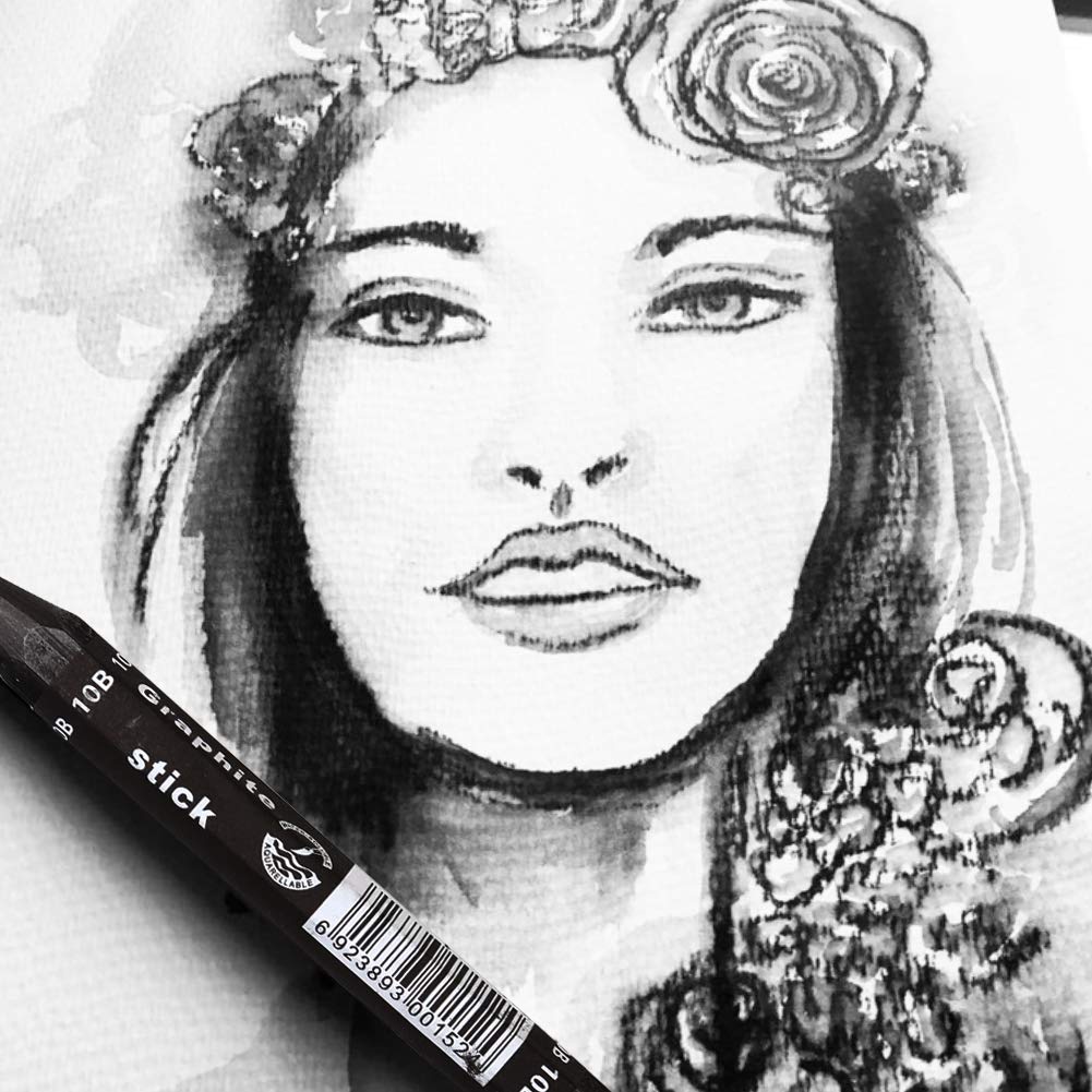 dainayw Graphite Stick Set - Water Soluble - 4B 6B 10B, Art Drawing Supplies for Sketch & Shading Pencils, Artist Sketching - 3 Pcs dainayw