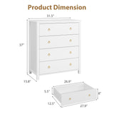 IDEALHOUSE Dresser for Bedroom, Chest of Dressers 37" Tall Dresser for Closet with 4 Drawers Chest with Clothes Storage Cabinet, Drawer Organizer for Bedroom, Living Room, Closet, Hallway, White IDEALHOUSE