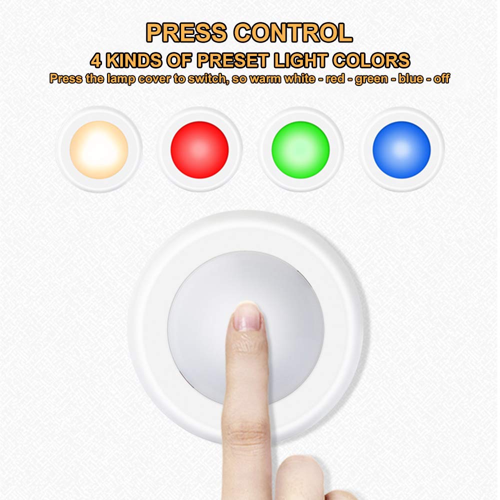 SIXDEFLY Wireless 16 Color Changing LED Puck Light 12 Pack LED Under Cabinet Lighting Closet Light Battery Powered Night Lights with Remote Control Dimmer & Timing Function SIXDEFLY