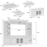 ECACAD 4-Piece Entertainment Center Wall Unit with Bookshelves for TVs up to 60", Multifunctional TV Stand Media Console Table with Glass Doors, Shelves, Drawers & Doors, White ECACAD