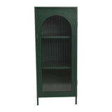 Creative Co-Op Solstice Metal Cabinet with Arched Glass Door, Dark Green Creative Co-Op