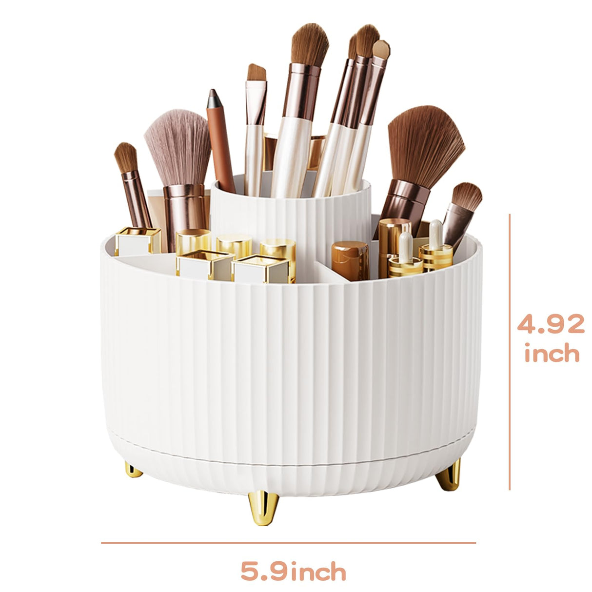 360° Rotate Makeup Brush Holder Organizer, Makeup Organizers Countertop, Makeup organization and Skincare Storage for Vanity, Desktop, Bathroom (White) fanado