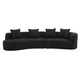 Christopher Knight Home Braebt 126" Sectional Sofa with 4 Throw Pillows, 5-Seater Large Modular Sofa Couches, Comfy Curved Upholstered Cloud Couch for Living Room, Study, No Assembly Required, Black Christopher Knight Home
