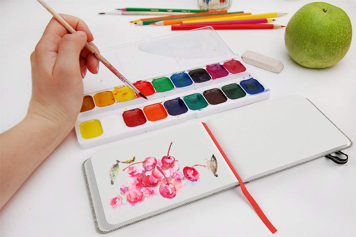 ARTEZA Watercolor Book, Pack of 3, 80 Pages Each, 3.5x5.5 Inch Watercolor Notebook, 110lb/230gsm Water Color Paper ARTEZA