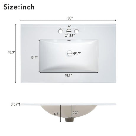 30" Bathroom Vanity with Sink, 30 Inch Bathroom Vanity with Top, 3 Drawers and 1 Soft Closing Door, Modern Bathroom Vanity with Sink 30 Inch for Bathroom (Grey) Mirightone