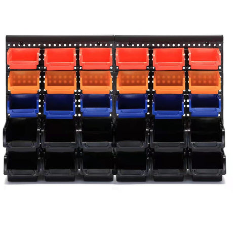 MULSAME Wall Mounted Storage Bins Parts Rack 4 Colors 30PCS Bin Organizer Garage Plastic Shop Tool, Garage Organizers and Storage (Style-Classic) MULSAME