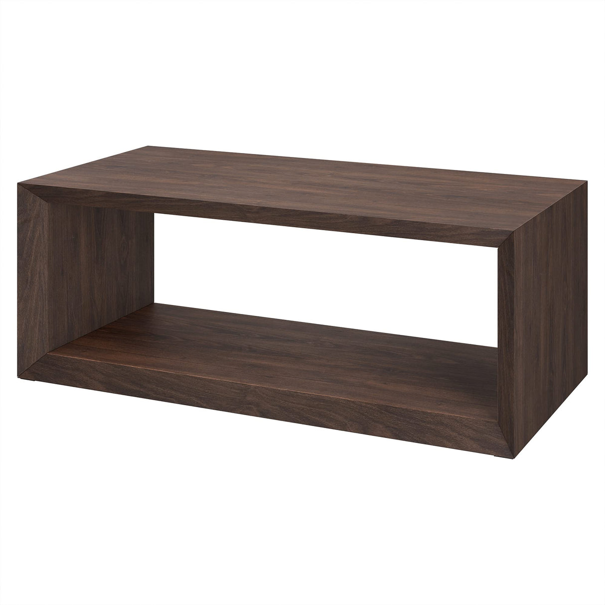 Henn&Hart 48" Rectangular Coffee Table with Open Storage Shelf for Living Room, Family Room, or Office, Alder Brown Henn&Hart
