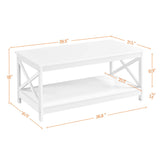 Yaheetech Wood 2-Tier White Coffee Table with Storage Shelf for Living Room, X Design Accent Cocktail Table, Simple Design Home Furniture, 39.5 x 21.5 x 18 Inches Yaheetech