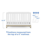 Delta Children Jade 4-in-1 Convertible Crib - Greenguard Gold Certified, Bianca White/Bronze Delta Children