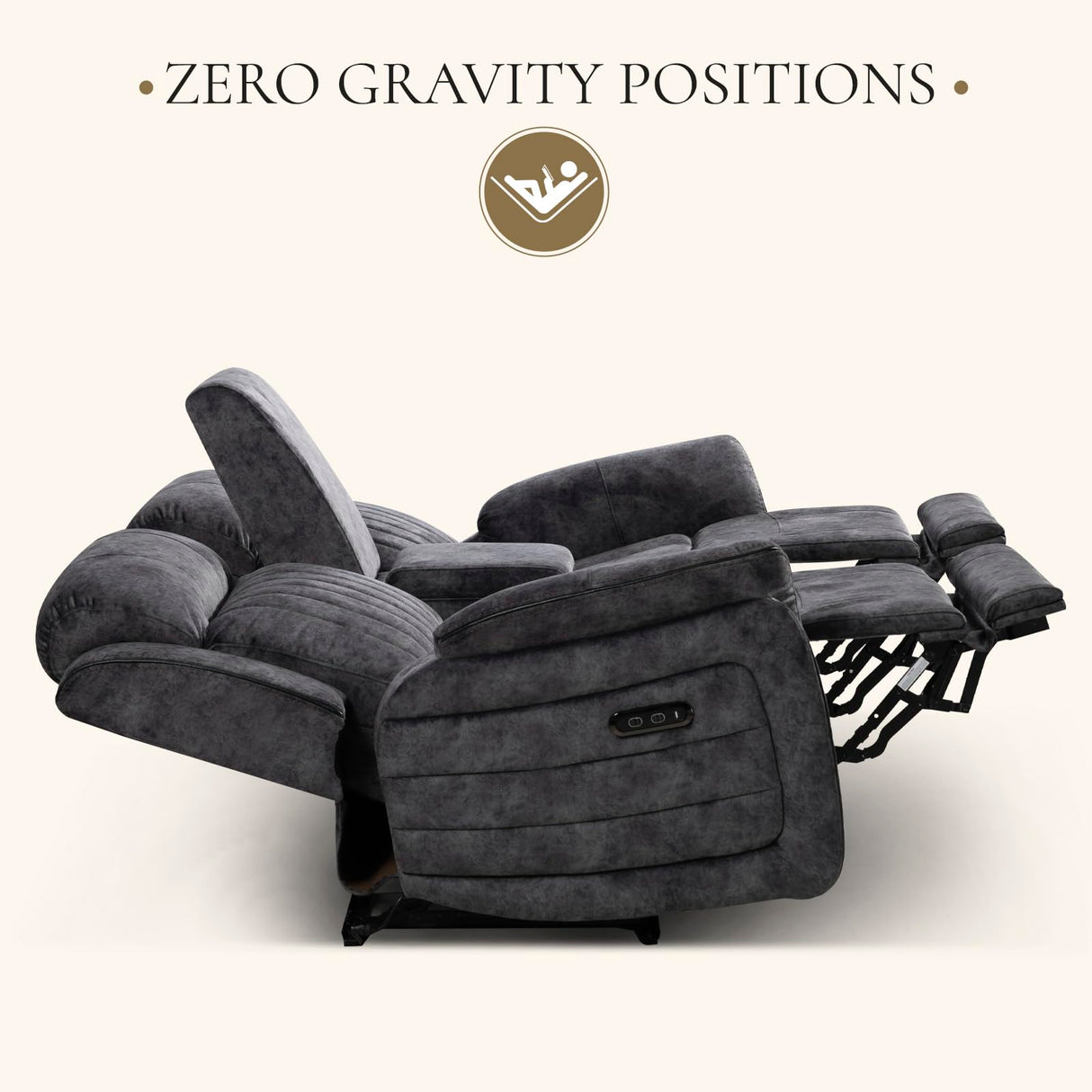 Neptane Power Reclining Loveseat with Zero Gravity, Adjustable Headrest, Electric Reclining Loveseat with Console, USB/Type-C Ports, Power Loveseat Recliner Sofa for Living Room (Grey, Loveseat) Neptane