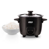 DASH Mini Rice Cooker Steamer with Removable Nonstick Pot, Keep Warm Function & Recipe Guide, One Half Quart, for Soups, Stews, Grains & Oatmeal - Black DASH