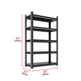 Notmise Garage Shelving, Industrial Metal Unit 2400Lbs - 5-Tier Adjustable Storage, Easy Assembly for Pantry, Garage, Warehouse (63" H x 36" W x 14" D) Notmise