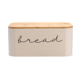 Bloomingville Metal Bin with Bamboo Lid, Cream Bread Box, 11.75" L x 5.25" W x 7" H Bloomingville