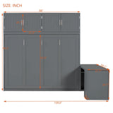 BEDGJH Queen Size Murphy Bed with Desk and Storage, Modern Wall Bed Cabinet in Gray with 600 lbs Weight Capacity BEDGJH