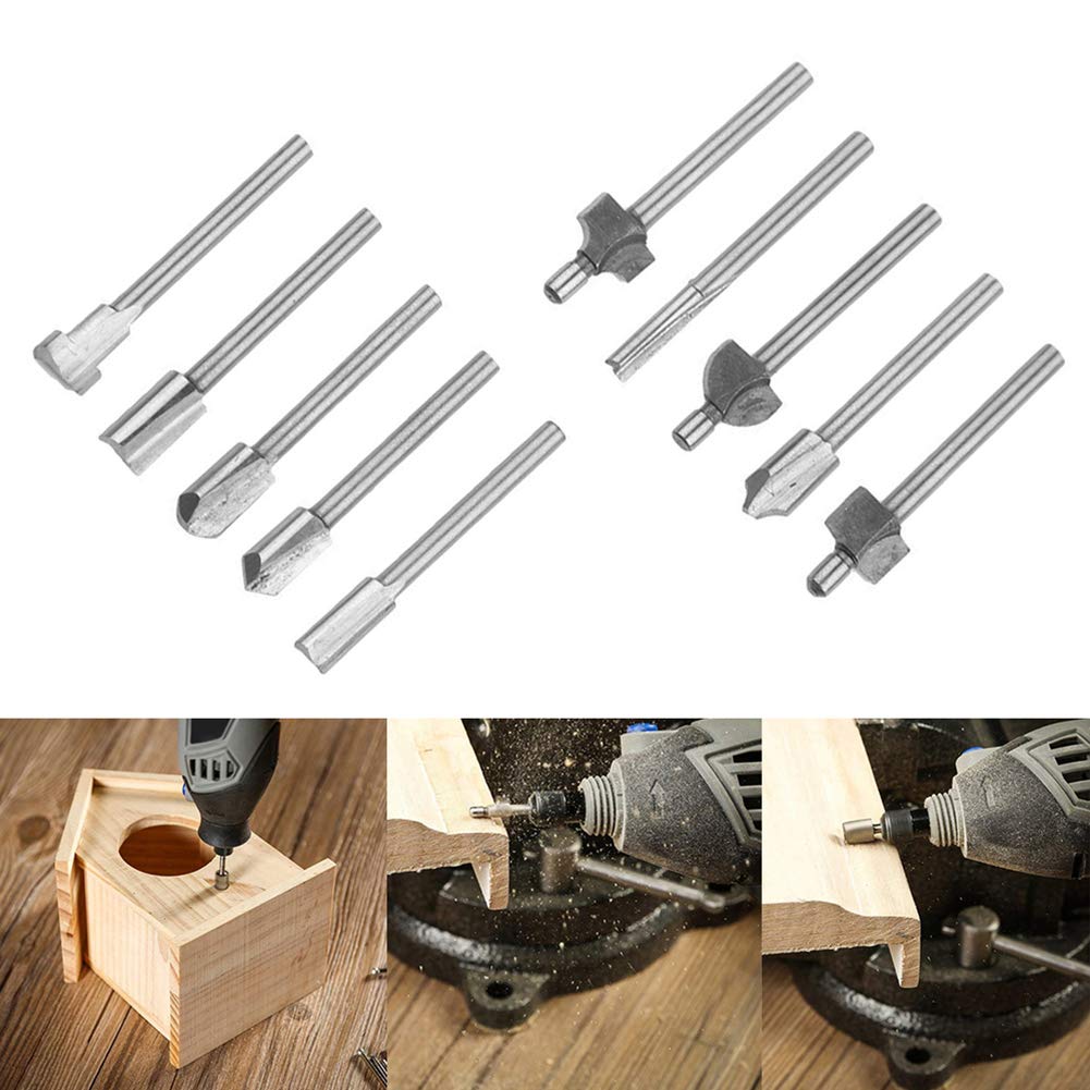 HSS Router Dremel Bits and Router Bit Set 1/8"(3mm) Shank for Power Rotary Tools Accessories for DIY Woodworking, Carving, Edge Treatment Grooving Wood, Drilling Rongon