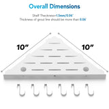 SZWQILIN Corner Shower Shelves, 10" White 304 Stainless Steel Recessed Shelf for Bathroom，Grout in Shelf with Hooks for Tiled Wall 2 Pack (White) SZWQILIN