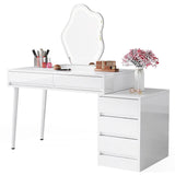 Tribesigns White Desk with 5 Drawers, High Gloss White Modern Home Office Desk with Storage Drawers and Printer Stand, Reversible Computer Desk Vanity Desk for Bedroom, Living Room Tribesigns